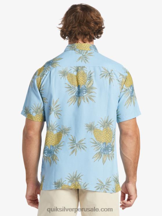 Quiksilver N8LNT448 hombres trabajo de campo azul anochecer camisa de manga corta de trabajo de campo waterman