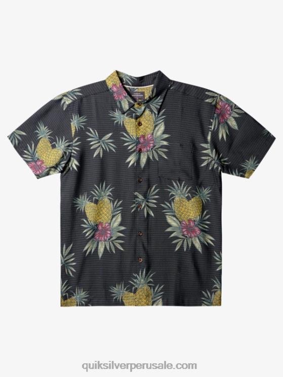 Quiksilver N8LNT449 hombres trabajo de campo negro camisa de manga corta de trabajo de campo waterman