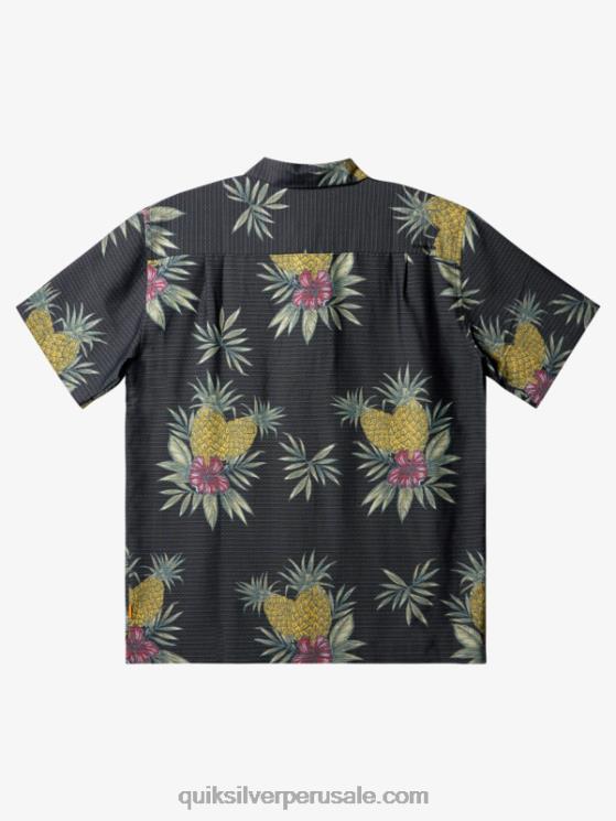 Quiksilver N8LNT449 hombres trabajo de campo negro camisa de manga corta de trabajo de campo waterman