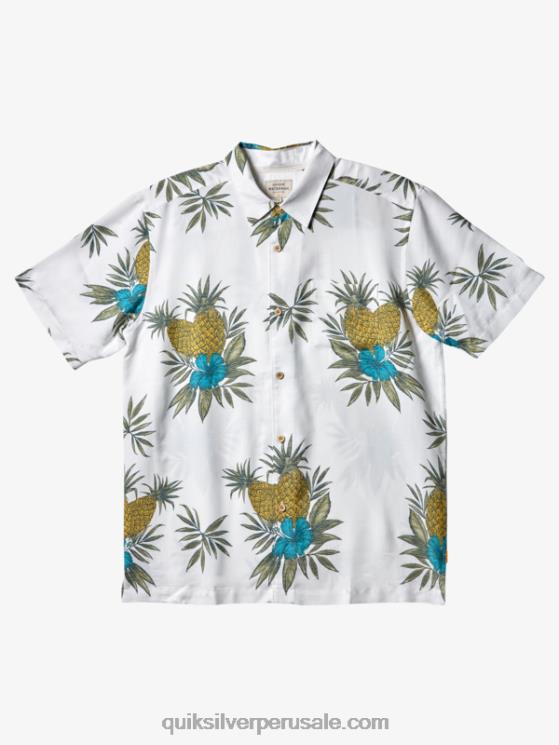 Quiksilver N8LNT450 hombres trabajo de campo blanco antiguo camisa de manga corta de trabajo de campo waterman