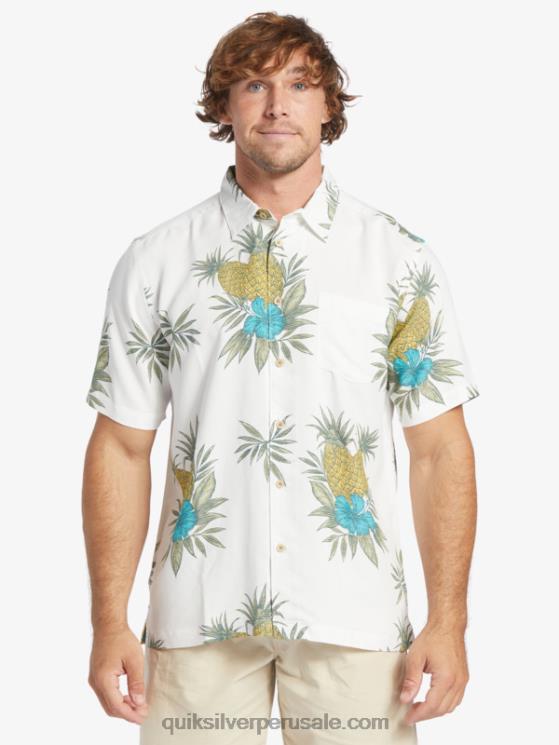 Quiksilver N8LNT450 hombres trabajo de campo blanco antiguo camisa de manga corta de trabajo de campo waterman