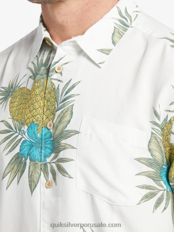 Quiksilver N8LNT450 hombres trabajo de campo blanco antiguo camisa de manga corta de trabajo de campo waterman