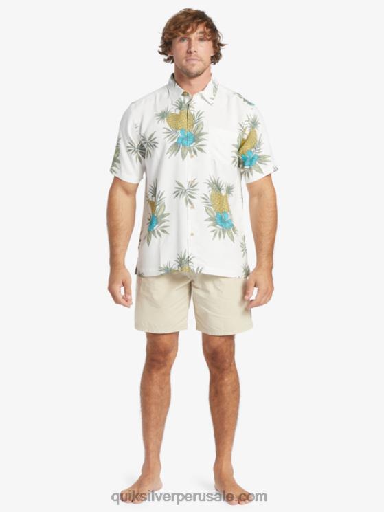 Quiksilver N8LNT450 hombres trabajo de campo blanco antiguo camisa de manga corta de trabajo de campo waterman