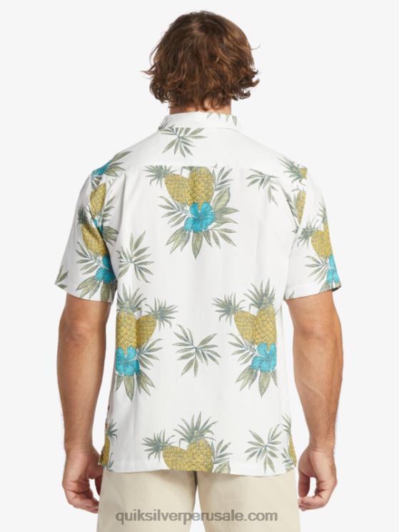 Quiksilver N8LNT450 hombres trabajo de campo blanco antiguo camisa de manga corta de trabajo de campo waterman
