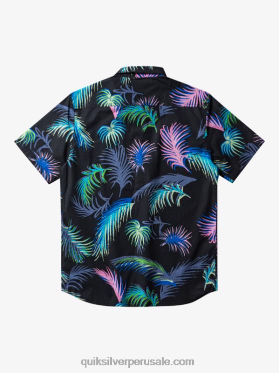 Quiksilver N8LNT551 hombres falla tropical negra camisa de manga corta con falla tropical