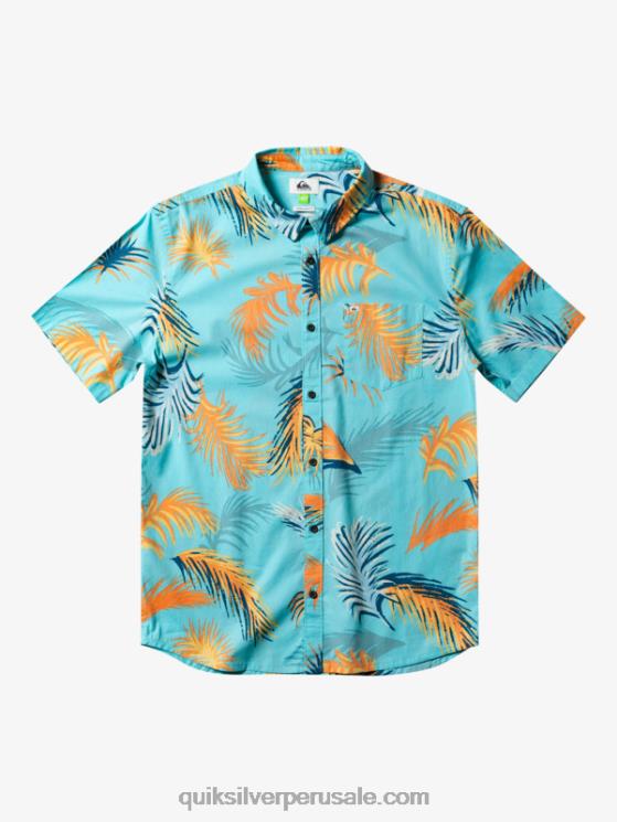 Quiksilver N8LNT552 hombres ángel azul falla tropical camisa de manga corta con falla tropical