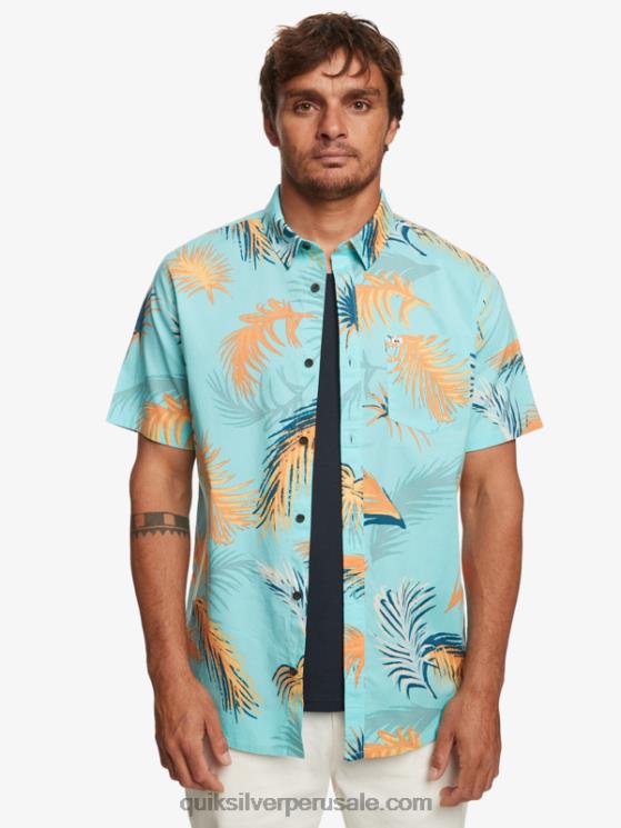 Quiksilver N8LNT552 hombres ángel azul falla tropical camisa de manga corta con falla tropical