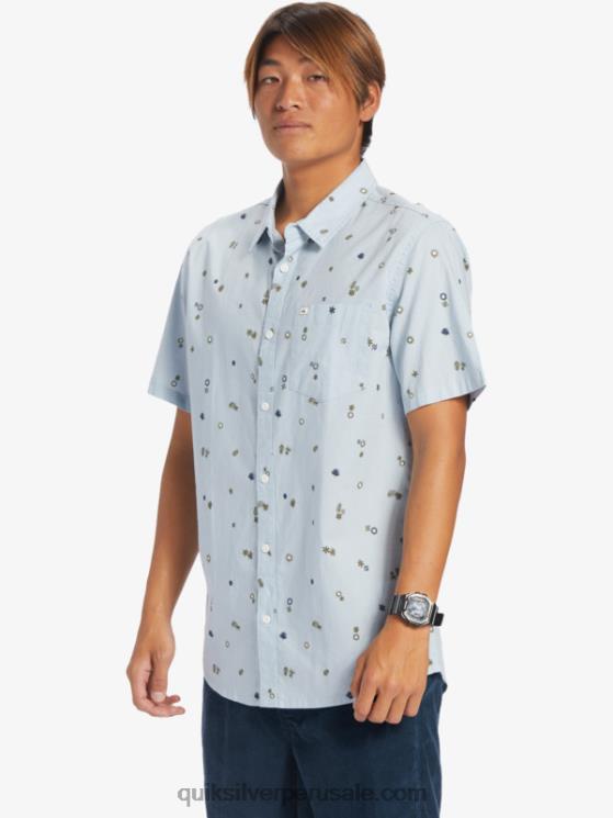 Quiksilver N8LNT591 hombres delirio pacífico azul celeste s camisa de manga corta rave pacífica