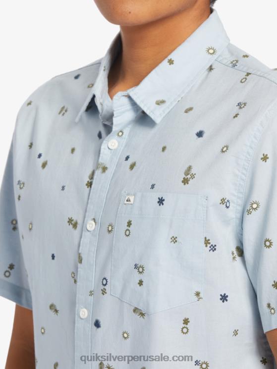 Quiksilver N8LNT591 hombres delirio pacífico azul celeste s camisa de manga corta rave pacífica