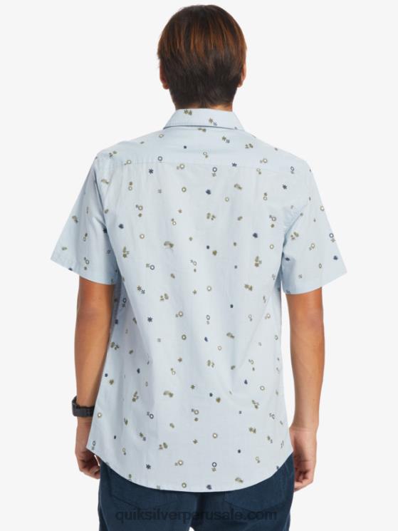 Quiksilver N8LNT591 hombres delirio pacífico azul celeste s camisa de manga corta rave pacífica