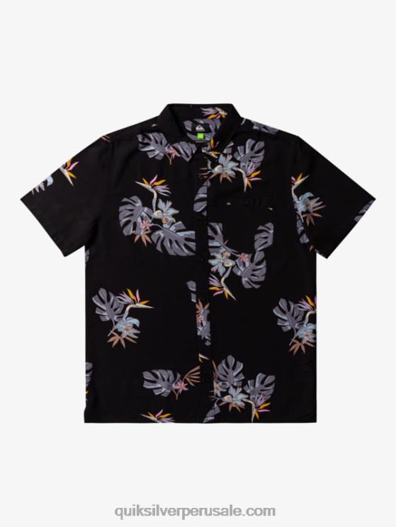 Quiksilver N8LNT649 hombres camiseta floral negra la camisa floral de manga corta