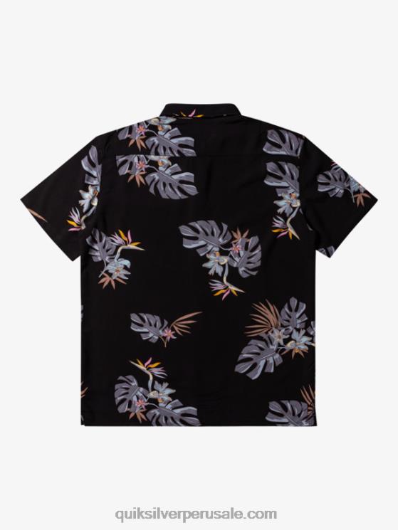 Quiksilver N8LNT649 hombres camiseta floral negra la camisa floral de manga corta