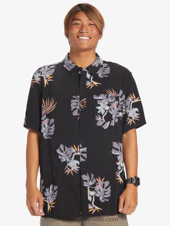 Quiksilver N8LNT649 hombres camiseta floral negra la camisa floral de manga corta