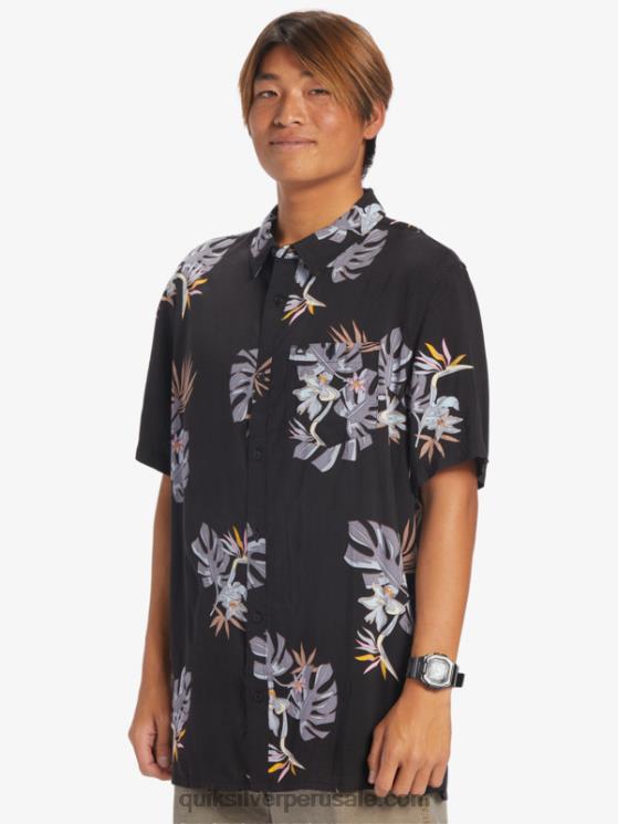 Quiksilver N8LNT649 hombres camiseta floral negra la camisa floral de manga corta