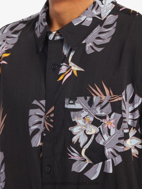 Quiksilver N8LNT649 hombres camiseta floral negra la camisa floral de manga corta