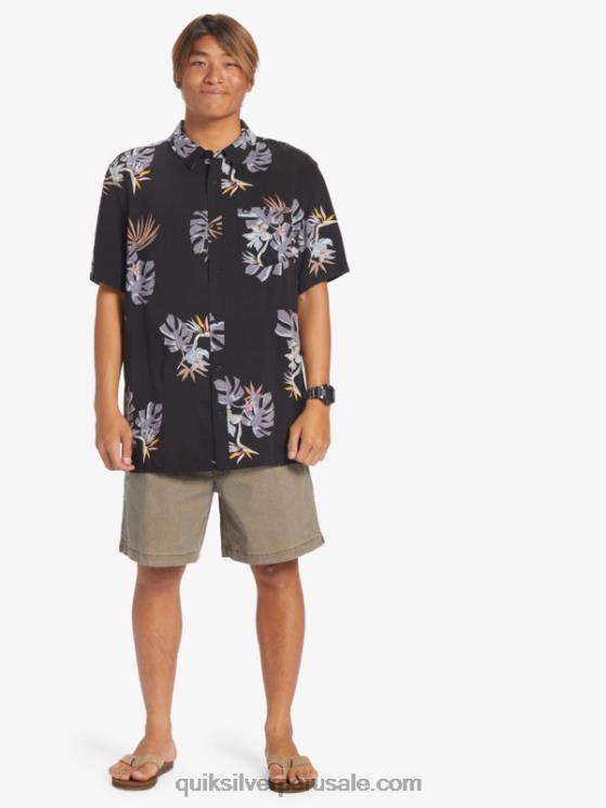 Quiksilver N8LNT649 hombres camiseta floral negra la camisa floral de manga corta