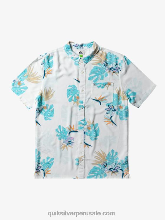 Quiksilver N8LNT650 hombres blanco nieve floral ss la camisa floral de manga corta