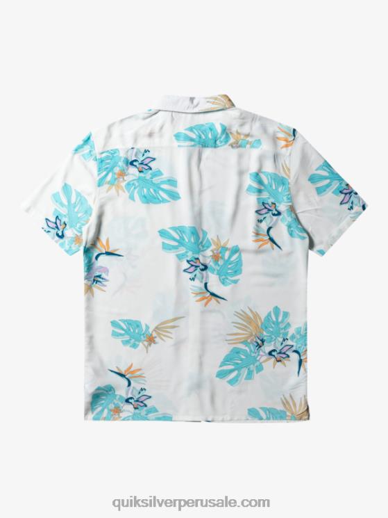 Quiksilver N8LNT650 hombres blanco nieve floral ss la camisa floral de manga corta