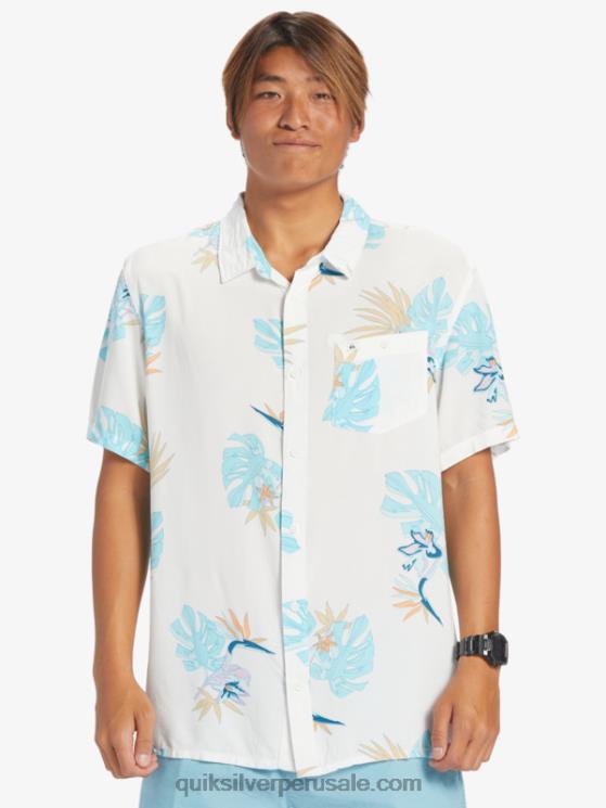 Quiksilver N8LNT650 hombres blanco nieve floral ss la camisa floral de manga corta