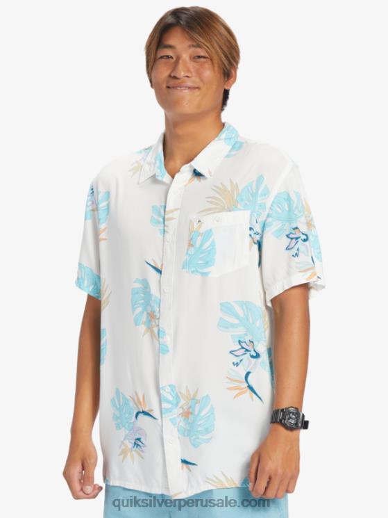 Quiksilver N8LNT650 hombres blanco nieve floral ss la camisa floral de manga corta