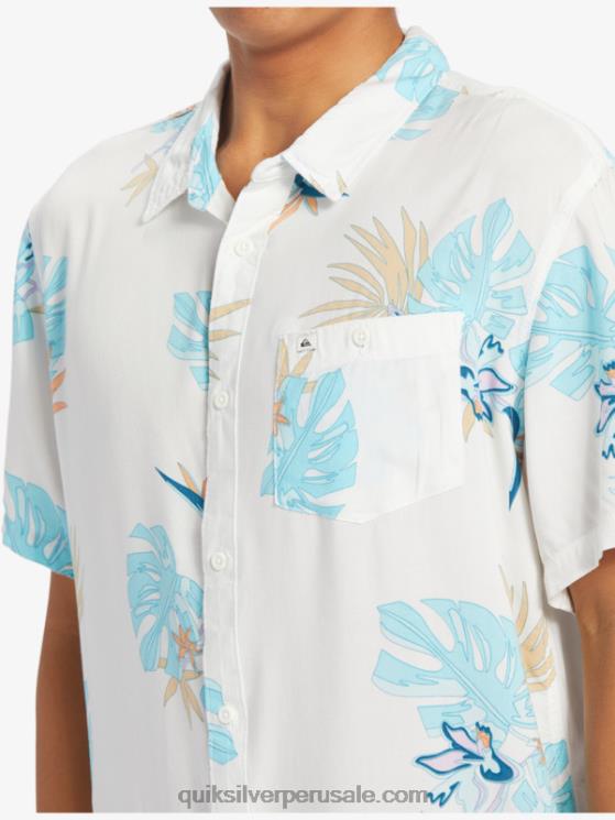Quiksilver N8LNT650 hombres blanco nieve floral ss la camisa floral de manga corta