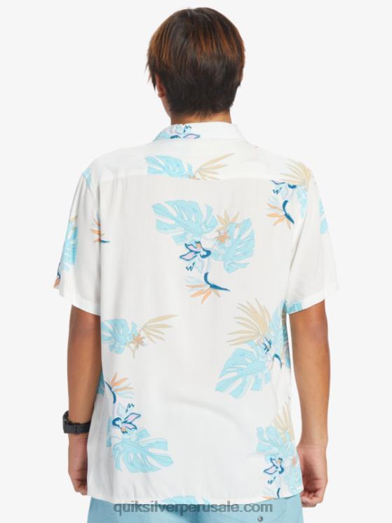 Quiksilver N8LNT650 hombres blanco nieve floral ss la camisa floral de manga corta