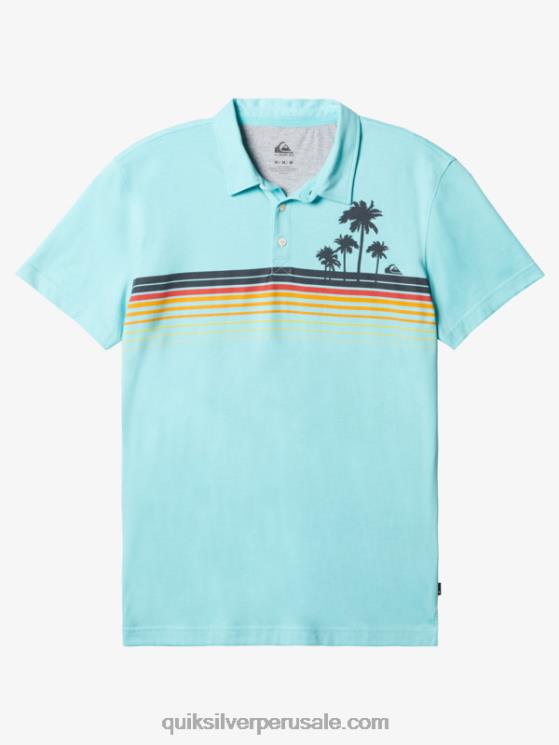 Quiksilver N8LNT749 hombres Angel Azul playera tipo polo de manga corta con rayas ligeras