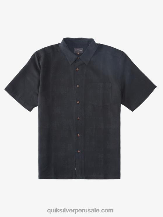 Quiksilver N8LNT798 hombres negro camisa manga corta waterman manele bay