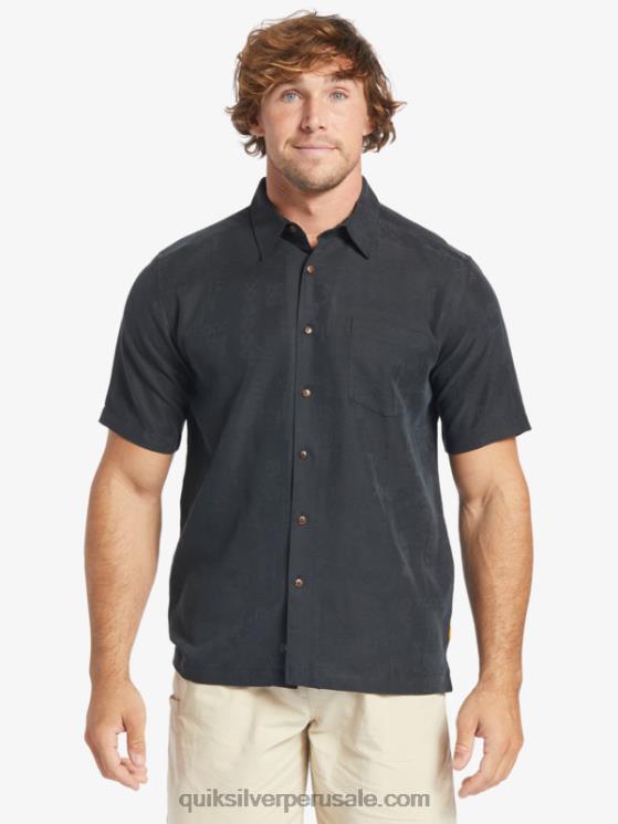 Quiksilver N8LNT798 hombres negro camisa manga corta waterman manele bay