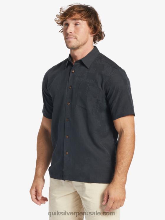 Quiksilver N8LNT798 hombres negro camisa manga corta waterman manele bay