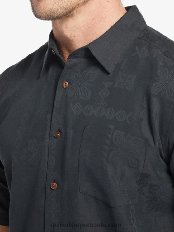 Quiksilver N8LNT798 hombres negro camisa manga corta waterman manele bay