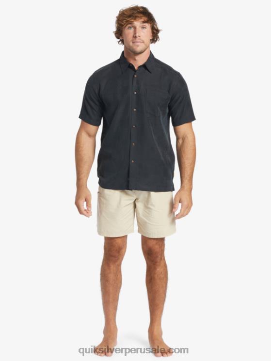 Quiksilver N8LNT798 hombres negro camisa manga corta waterman manele bay