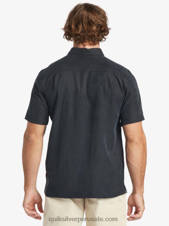 Quiksilver N8LNT798 hombres negro camisa manga corta waterman manele bay
