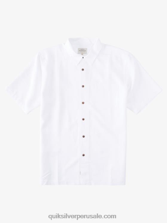 Quiksilver N8LNT799 hombres blanco camisa manga corta waterman manele bay