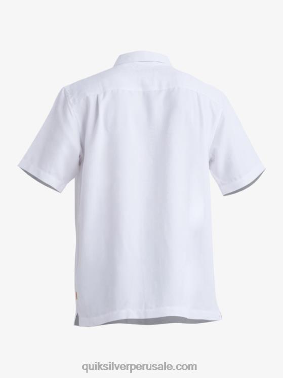 Quiksilver N8LNT799 hombres blanco camisa manga corta waterman manele bay