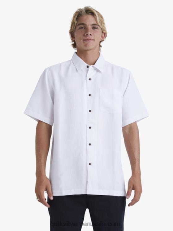 Quiksilver N8LNT799 hombres blanco camisa manga corta waterman manele bay