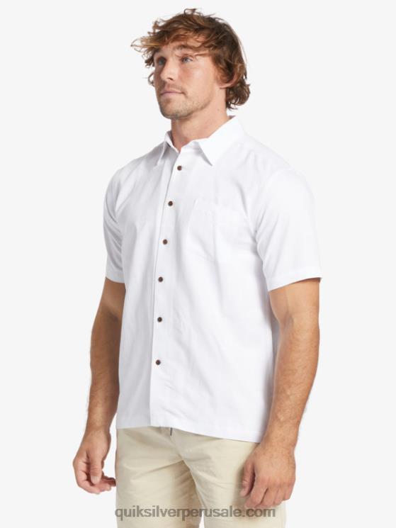 Quiksilver N8LNT799 hombres blanco camisa manga corta waterman manele bay