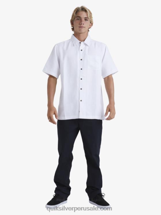 Quiksilver N8LNT799 hombres blanco camisa manga corta waterman manele bay