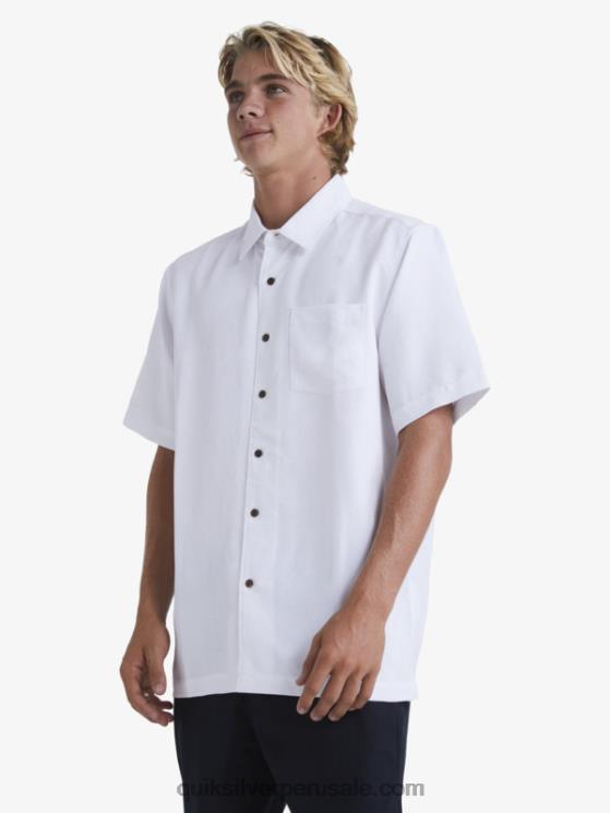 Quiksilver N8LNT799 hombres blanco camisa manga corta waterman manele bay