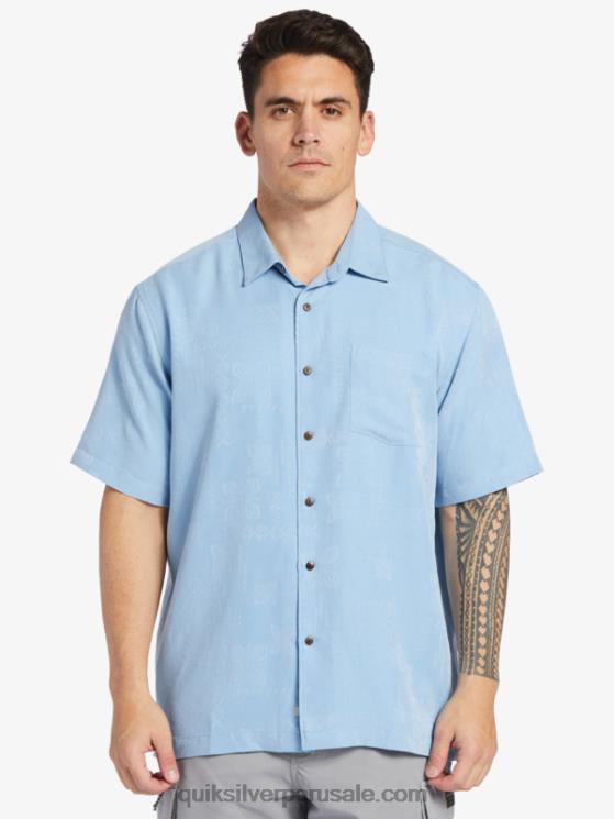 Quiksilver N8LNT800 hombres azul anochecer camisa manga corta waterman manele bay