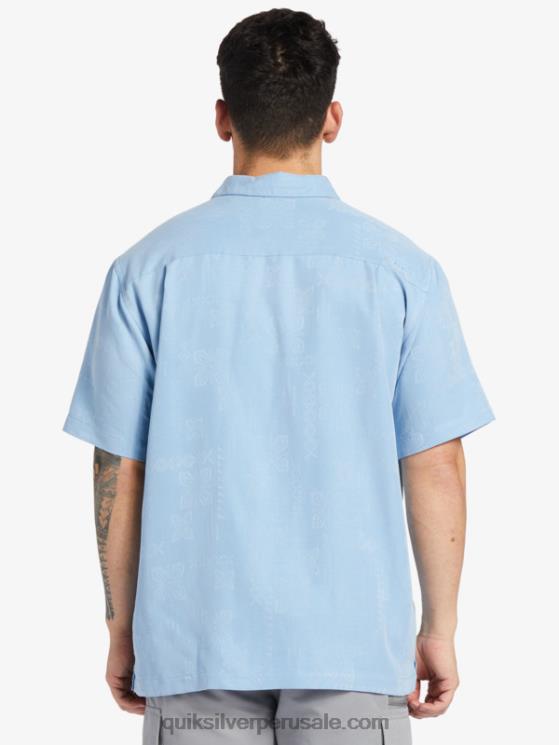 Quiksilver N8LNT800 hombres azul anochecer camisa manga corta waterman manele bay