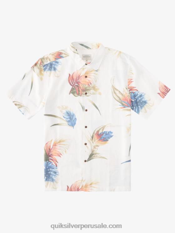 Quiksilver N8LNT826 hombres arco iris blanco antiguo floral camisa de manga corta floral arcoíris waterman