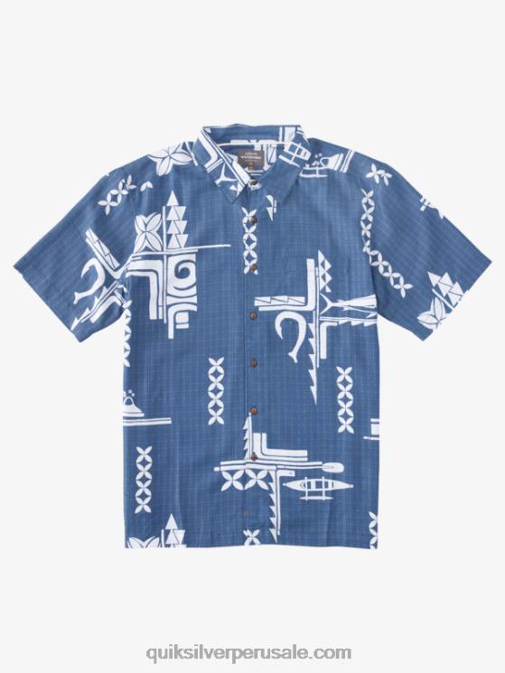 Quiksilver N8LNT862 hombres alférez azul gran captura camisa de manga corta waterman big catch