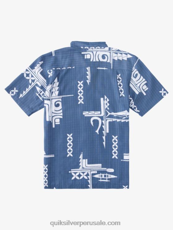 Quiksilver N8LNT862 hombres alférez azul gran captura camisa de manga corta waterman big catch