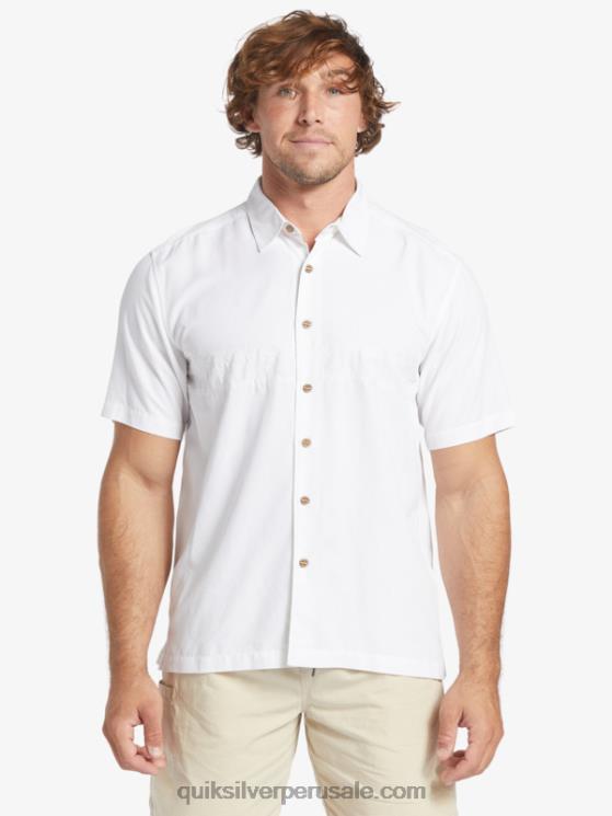 Quiksilver N8LNT867 hombres blanco camisa antiarrugas premium waterman tahiti palms