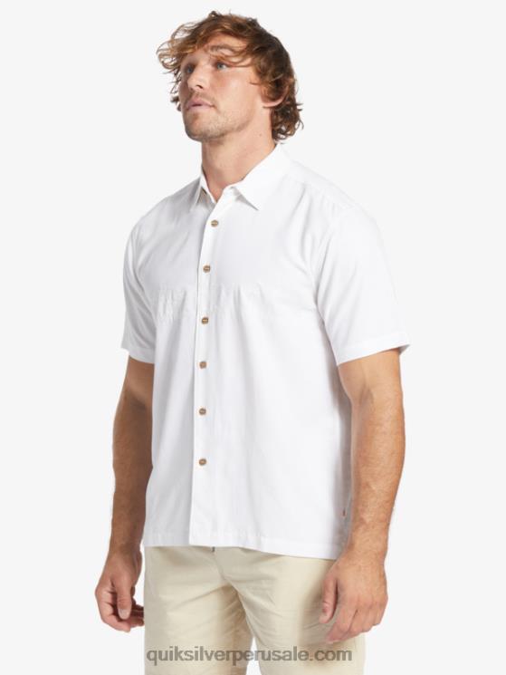 Quiksilver N8LNT867 hombres blanco camisa antiarrugas premium waterman tahiti palms