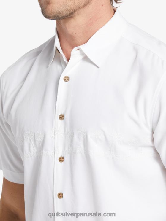 Quiksilver N8LNT867 hombres blanco camisa antiarrugas premium waterman tahiti palms