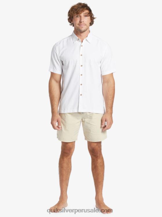 Quiksilver N8LNT867 hombres blanco camisa antiarrugas premium waterman tahiti palms