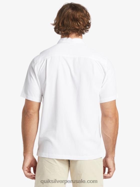 Quiksilver N8LNT867 hombres blanco camisa antiarrugas premium waterman tahiti palms