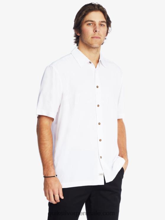 Quiksilver N8LNT867 hombres blanco camisa antiarrugas premium waterman tahiti palms